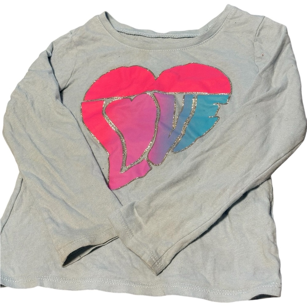 The Children’s Place Girls 3T Sparkled Printed long sleeve shirt. Blue/Pink.